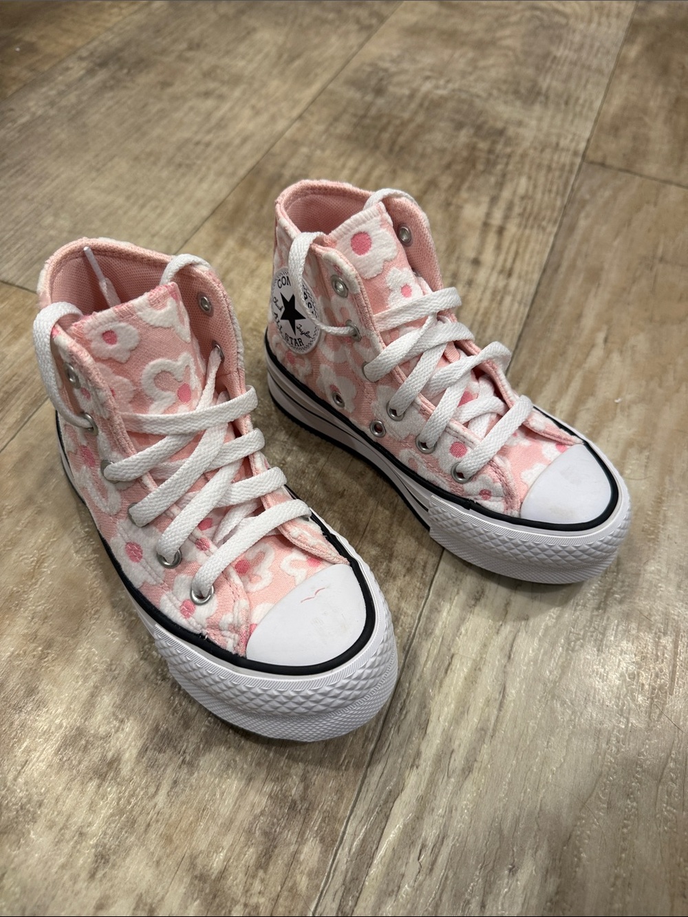 Converse Kids Pink Floral High-Top Canvas Sneakers